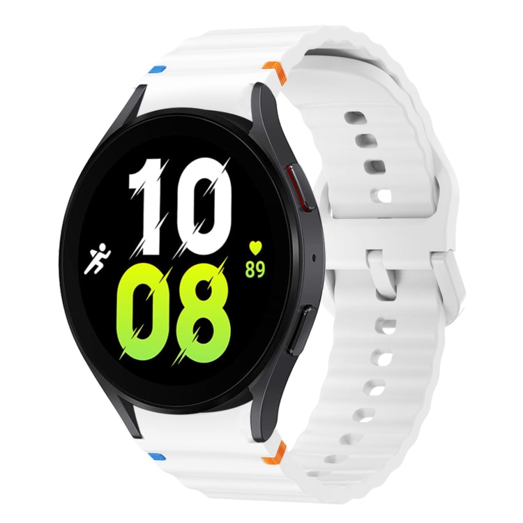 For Samsung Galaxy Watch 5 40 / 44mm Wave Pattern Stitched Silicone Watch Band(White) - free shipping - PMC TechLife - Order now!