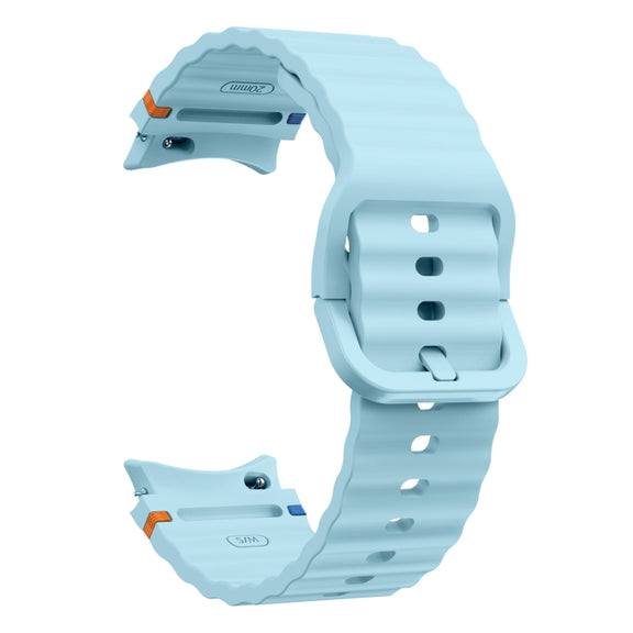 For Samsung Galaxy Watch 5 40 / 44mm Wave Pattern Stitched Silicone Watch Band(Light Blue)