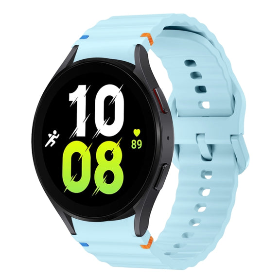 For Samsung Galaxy Watch 5 40 / 44mm Wave Pattern Stitched Silicone Watch Band(Light Blue)