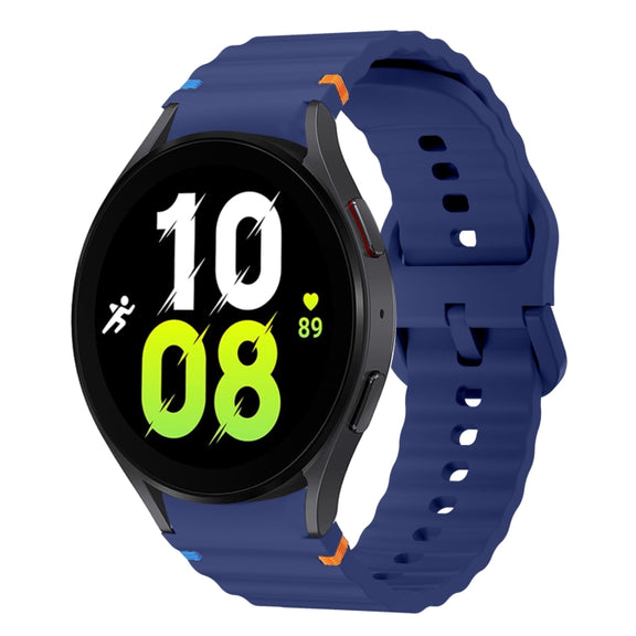 For Samsung Galaxy Watch 5 40 / 44mm Wave Pattern Stitched Silicone Watch Band(Dark Blue)