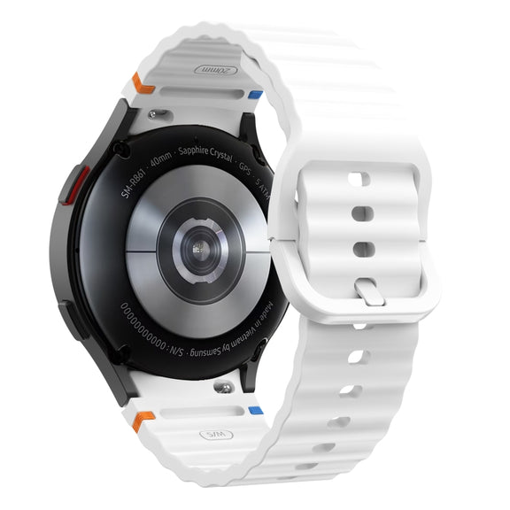 For Samsung Galaxy Watch 5 Pro Wave Pattern Stitched Silicone Watch Band(White)