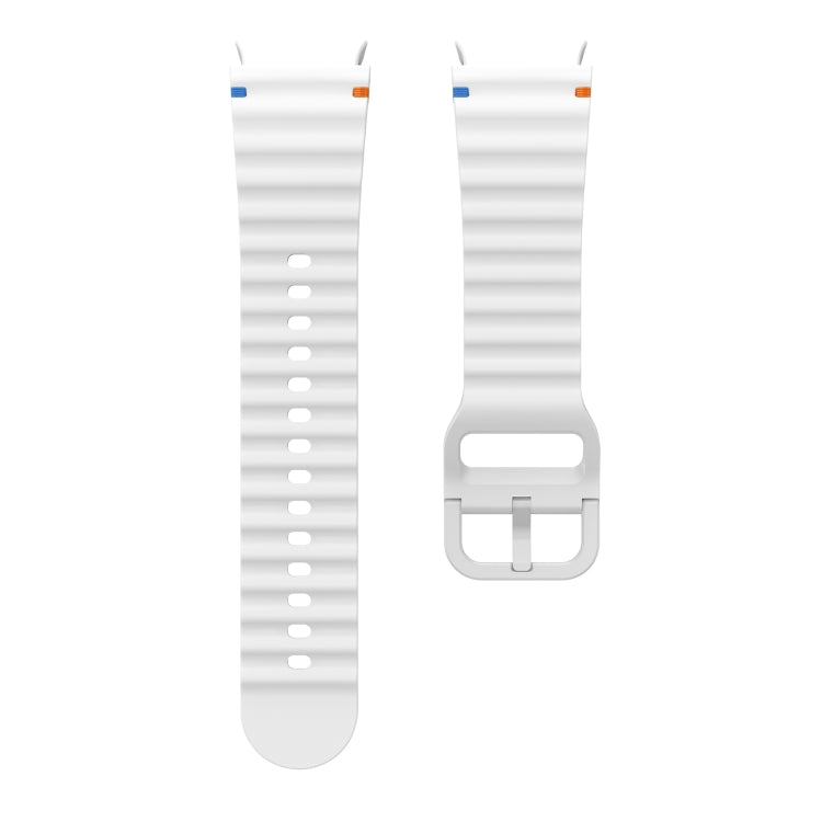 For Samsung Galaxy Watch 5 Pro Wave Pattern Stitched Silicone Watch Band(White)