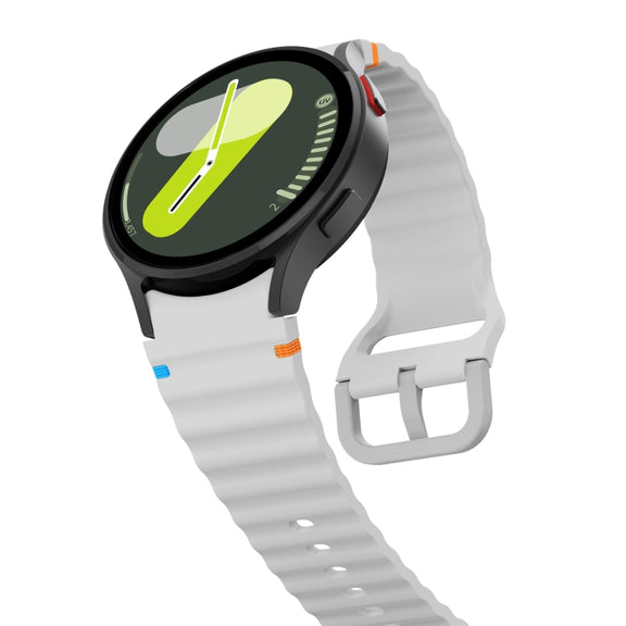 For Samsung Galaxy Watch 5 Pro Wave Pattern Stitched Silicone Watch Band(Light Gray)