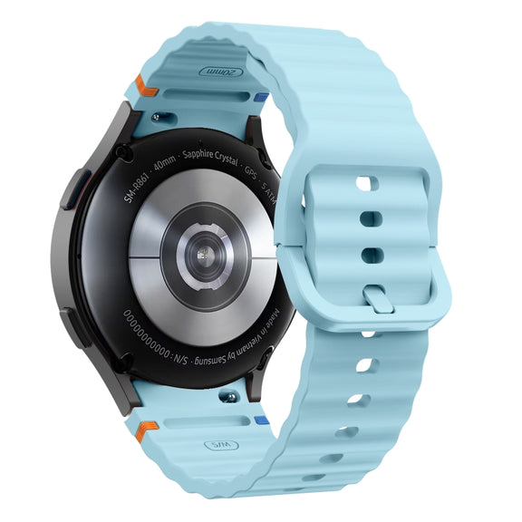 For Samsung Galaxy Watch 5 Pro Wave Pattern Stitched Silicone Watch Band(Light Blue)