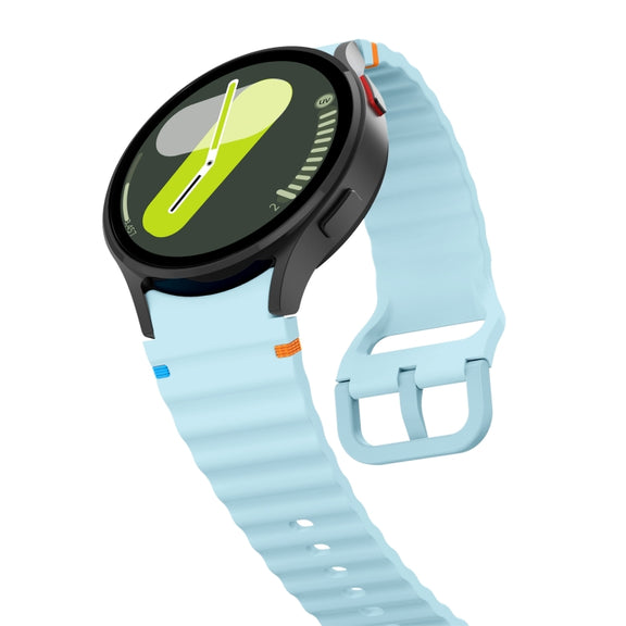 For Samsung Galaxy Watch 5 Pro Wave Pattern Stitched Silicone Watch Band(Light Blue)