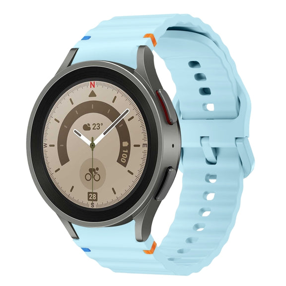 For Samsung Galaxy Watch 5 Pro Wave Pattern Stitched Silicone Watch Band(Light Blue)
