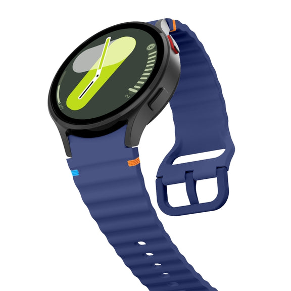 For Samsung Galaxy Watch 5 Pro Wave Pattern Stitched Silicone Watch Band(Dark Blue)