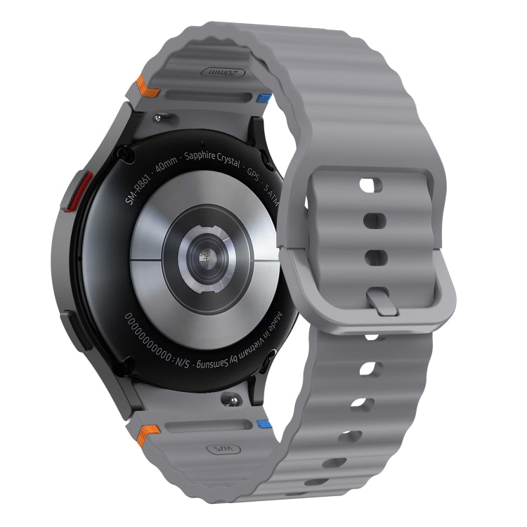 For Samsung Galaxy Watch 5 Pro Wave Pattern Stitched Silicone Watch Band(Dark Gray)