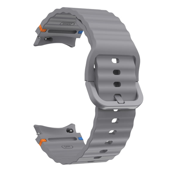 For Samsung Galaxy Watch 5 Pro Wave Pattern Stitched Silicone Watch Band(Dark Gray)