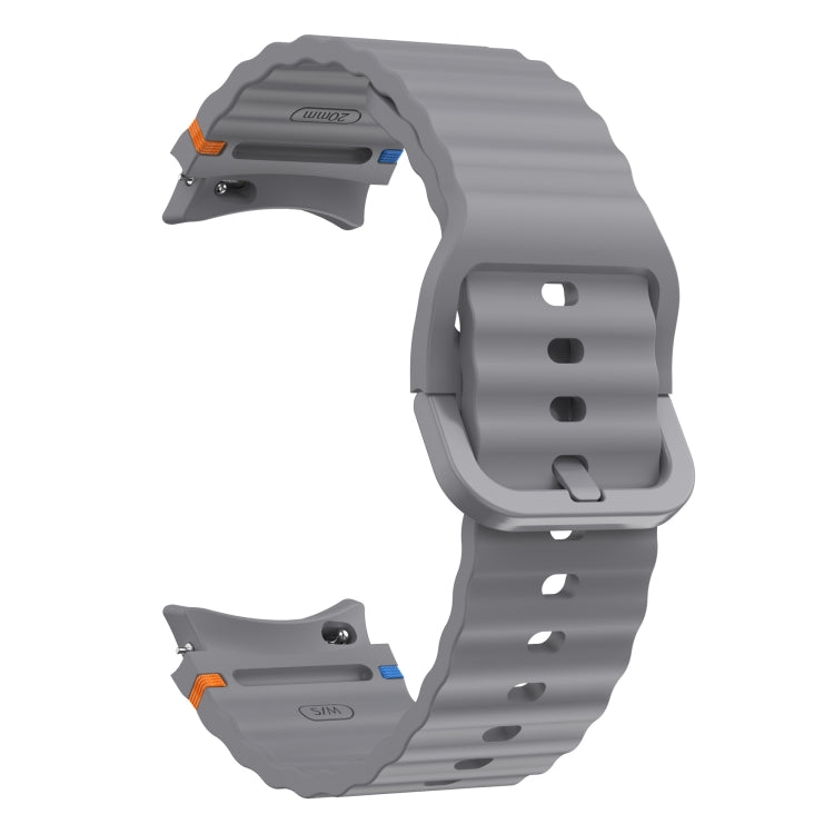 For Samsung Galaxy Watch 5 Pro Wave Pattern Stitched Silicone Watch Band(Dark Gray)