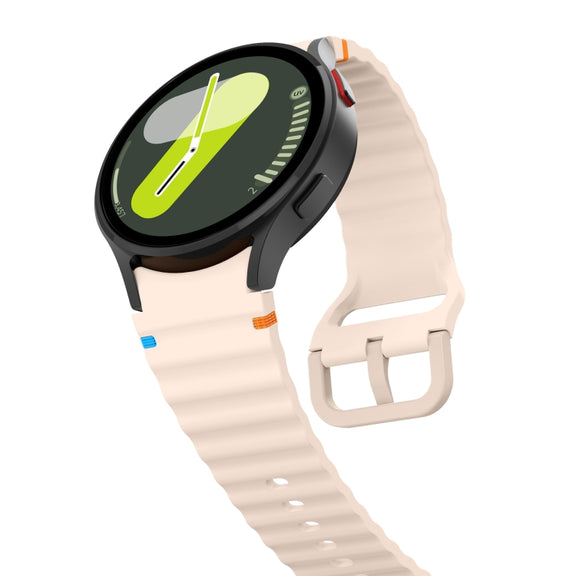 For Samsung Galaxy Watch 5 Pro Wave Pattern Stitched Silicone Watch Band(Pink)