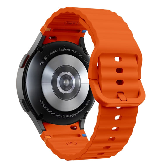 For Samsung Galaxy Watch 5 Pro Wave Pattern Stitched Silicone Watch Band(Orange)