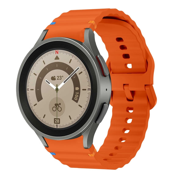 For Samsung Galaxy Watch 5 Pro Wave Pattern Stitched Silicone Watch Band(Orange)
