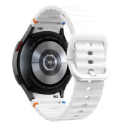 For Samsung Galaxy Watch 4 40 / 44mm Wave Pattern Stitched Silicone Watch Band(White)