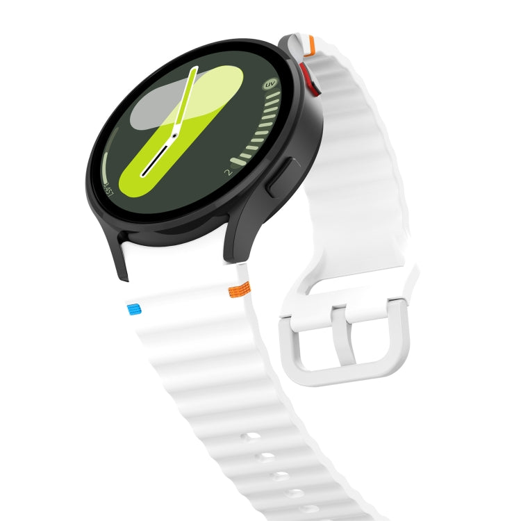 For Samsung Galaxy Watch 4 40 / 44mm Wave Pattern Stitched Silicone Watch Band(White) - free shipping - PMC TechLife - Order now!