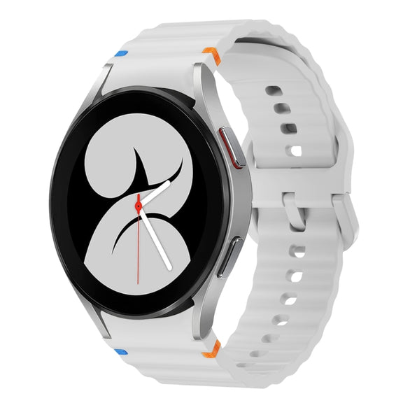 For Samsung Galaxy Watch 4 40 / 44mm Wave Pattern Stitched Silicone Watch Band(Light Gray)