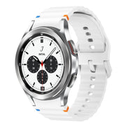 For Samsung Galaxy Watch 4 Classic 42 / 46mm Wave Pattern Stitched Silicone Watch Band(White)