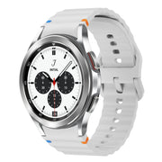 For Samsung Galaxy Watch 4 Classic 42 / 46mm Wave Pattern Stitched Silicone Watch Band(Light Gray)