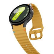 For Samsung Galaxy Watch 4 Classic 42 / 46mm Wave Pattern Stitched Silicone Watch Band(Yellow)