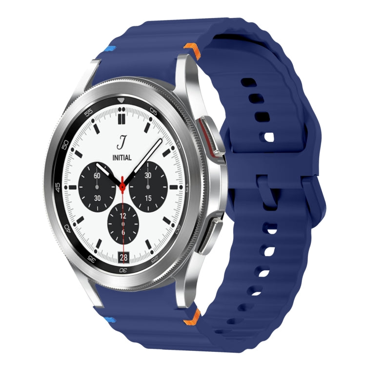 For Samsung Galaxy Watch 4 Classic 42 / 46mm Wave Pattern Stitched Silicone Watch Band(Dark Blue) - free shipping - PMC TechLife - Order now!