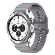 For Samsung Galaxy Watch 4 Classic 42 / 46mm Wave Pattern Stitched Silicone Watch Band(Dark Gray)