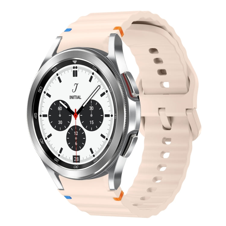 For Samsung Galaxy Watch 4 Classic 42 / 46mm Wave Pattern Stitched Silicone Watch Band(Pink) - free shipping - PMC TechLife - Order now!