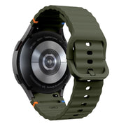 For Samsung Galaxy Watch 4 Classic 42 / 46mm Wave Pattern Stitched Silicone Watch Band(Army Green)