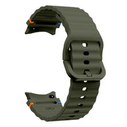 For Samsung Galaxy Watch 4 Classic 42 / 46mm Wave Pattern Stitched Silicone Watch Band(Army Green)