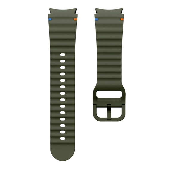 For Samsung Galaxy Watch 4 Classic 42 / 46mm Wave Pattern Stitched Silicone Watch Band(Army Green)