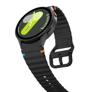 For Samsung Galaxy Watch3 41mm Wave Pattern Stitched Silicone Watch Band(Black)