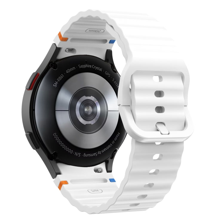 For Samsung Galaxy Watch3 41mm Wave Pattern Stitched Silicone Watch Band(White)