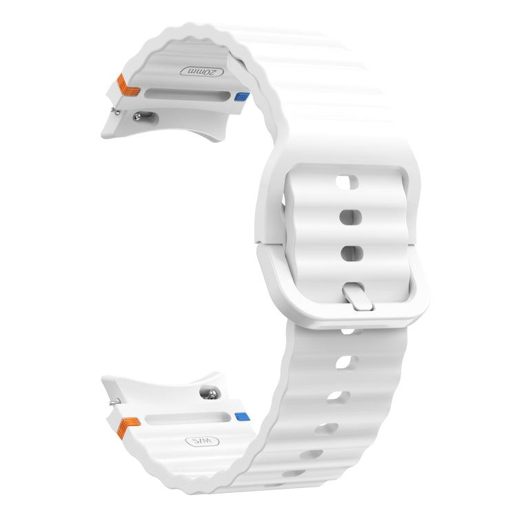 For Samsung Galaxy Watch3 41mm Wave Pattern Stitched Silicone Watch Band(White)