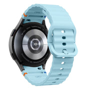For Samsung Galaxy Watch3 41mm Wave Pattern Stitched Silicone Watch Band(Light Blue)