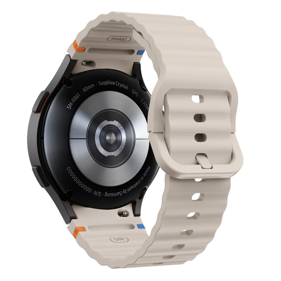 For Samsung Galaxy Watch3 41mm Wave Pattern Stitched Silicone Watch Band(Starlight)