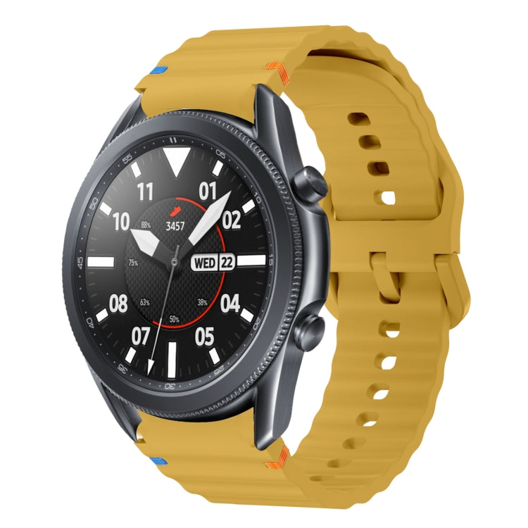 For Samsung Galaxy Watch3 41mm Wave Pattern Stitched Silicone Watch Band(Yellow) - free shipping - PMC TechLife - Order now!