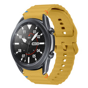 For Samsung Galaxy Watch3 41mm Wave Pattern Stitched Silicone Watch Band(Yellow)