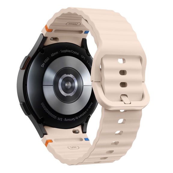 For Samsung Galaxy Watch3 41mm Wave Pattern Stitched Silicone Watch Band(Pink)