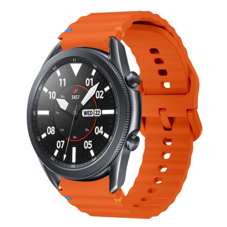 For Samsung Galaxy Watch3 41mm Wave Pattern Stitched Silicone Watch Band(Orange) - free shipping - PMC TechLife - Order now!