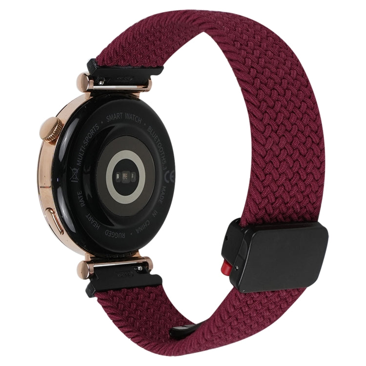 For Ticwatch Pro 3 Ultra 22mm Magnetic Buckle Braided Watch Band(Black Sand Red)