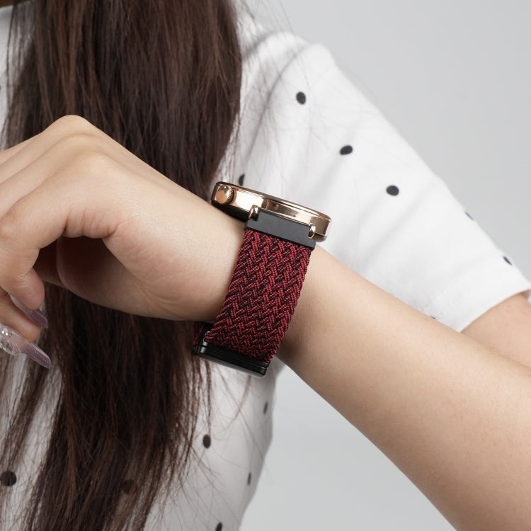 For Ticwatch Pro 3 Ultra 22mm Magnetic Buckle Braided Watch Band(Black Sand Red)