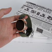 For Ticwatch Pro 3 Ultra 22mm Magnetic Buckle Braided Watch Band(Olive Green)