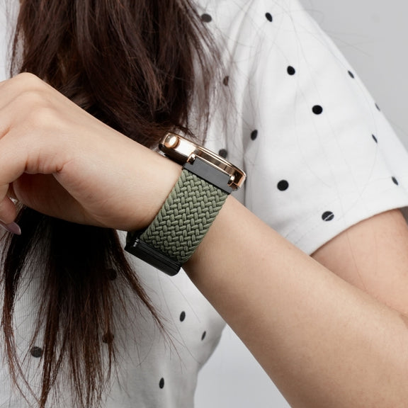 For Ticwatch Pro 3 Ultra 22mm Magnetic Buckle Braided Watch Band(Olive Green)