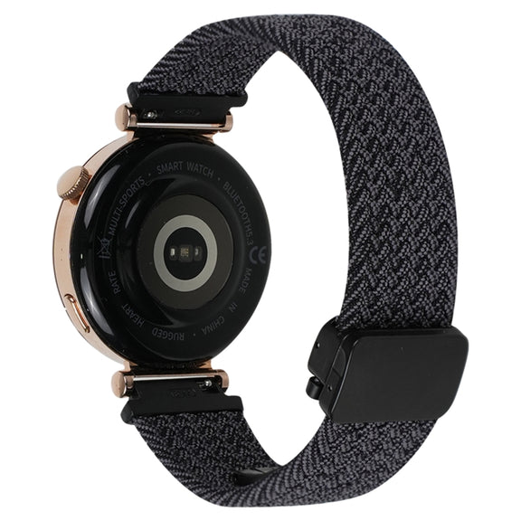 For Ticwatch Pro 3 Ultra 22mm Magnetic Buckle Braided Watch Band(Black Gray)