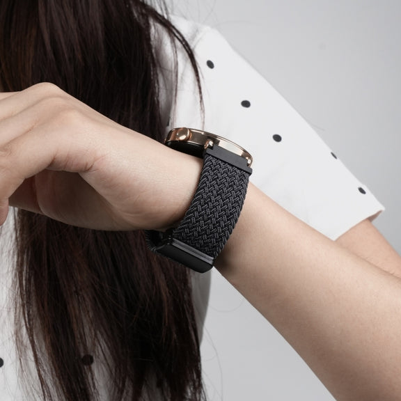 For Ticwatch Pro 3 Ultra 22mm Magnetic Buckle Braided Watch Band(Black Gray)