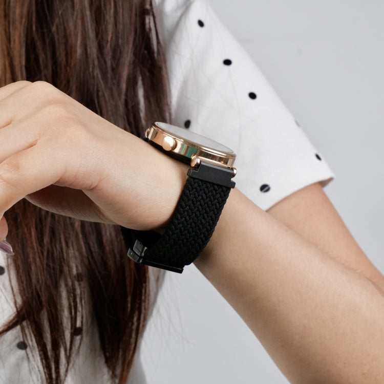 For Ticwatch Pro 3 Ultra 22mm Magnetic Buckle Braided Watch Band(Black)