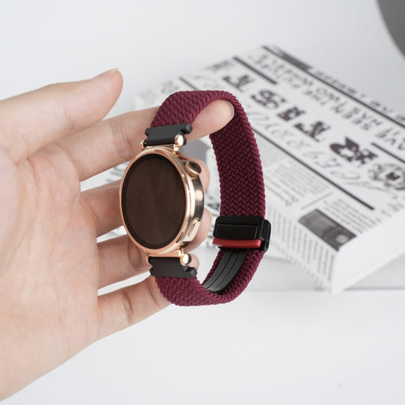 For Ticwatch Pro 3 Ultra 22mm Magnetic Buckle Braided Watch Band(Wine Red)