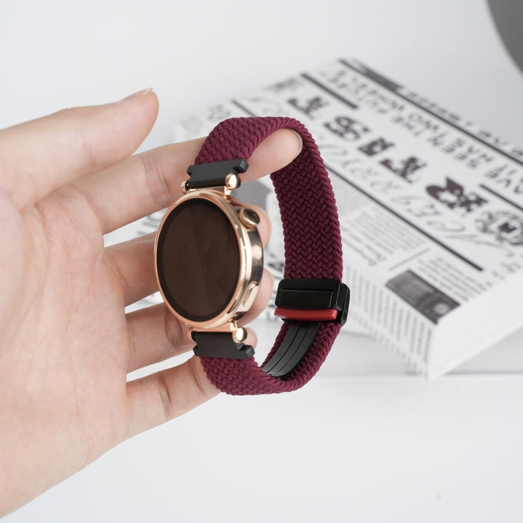 For Ticwatch Pro 3 Ultra 22mm Magnetic Buckle Braided Watch Band(Wine Red)