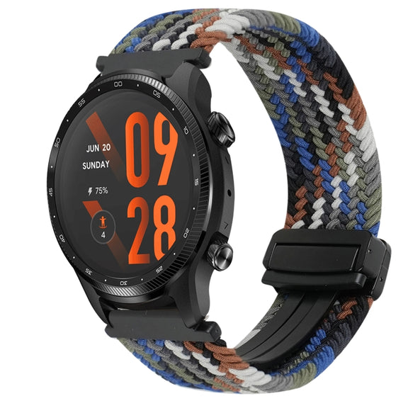 For Ticwatch Pro 3 Ultra 22mm Magnetic Buckle Braided Watch Band(Denim Blue)