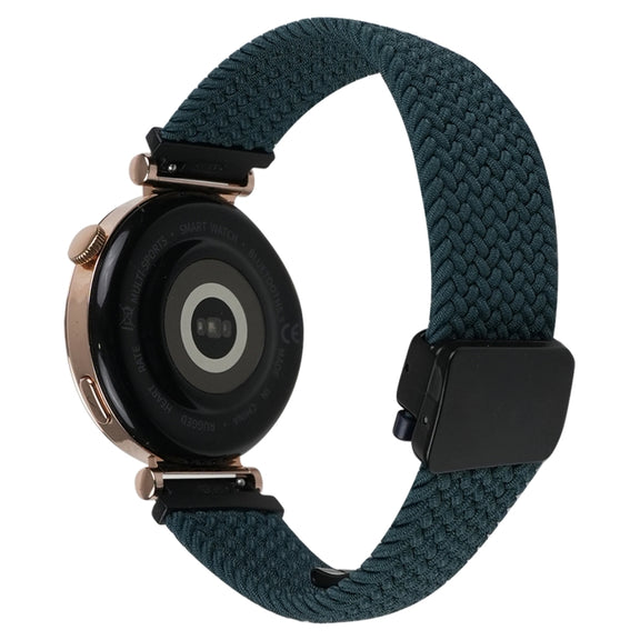 For Ticwatch Pro 3 Ultra 22mm Magnetic Buckle Braided Watch Band(Dark Green)