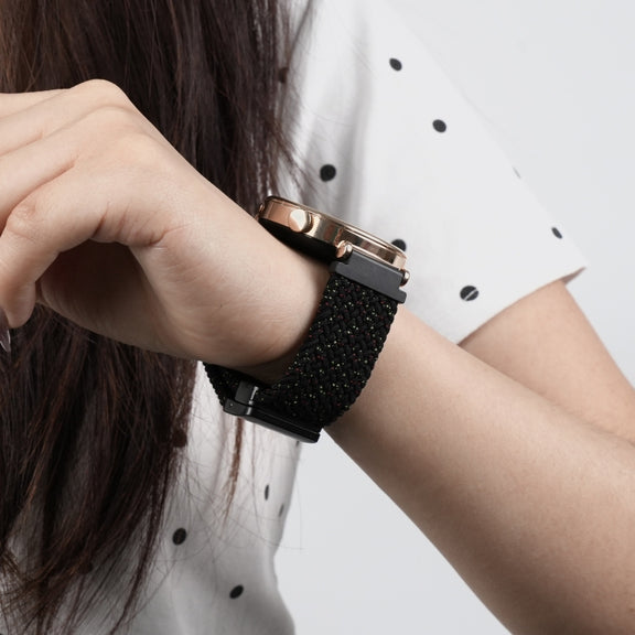 For Ticwatch Pro 3 Ultra 22mm Magnetic Buckle Braided Watch Band(Starlight Black)